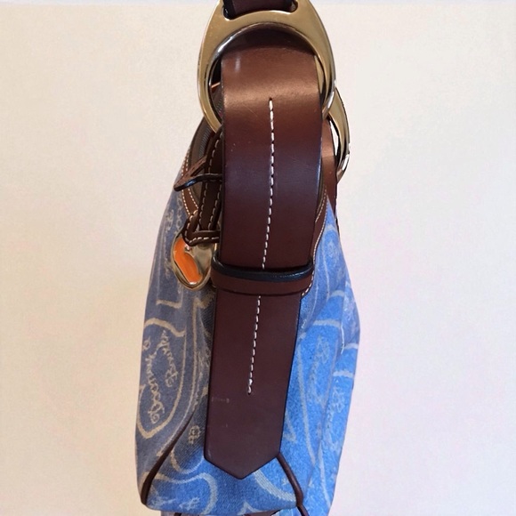 NWT Vintage Dooney & Bourke Heart Logo Denim Canvas Leather Hobo Shoulder Bag - Picture 5 of 8